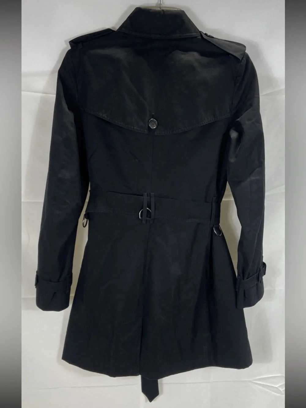 Burberry Kensington Nova Black Double Breasted Trench Coat US2 IT36 $2850 - Picture 5 of 12